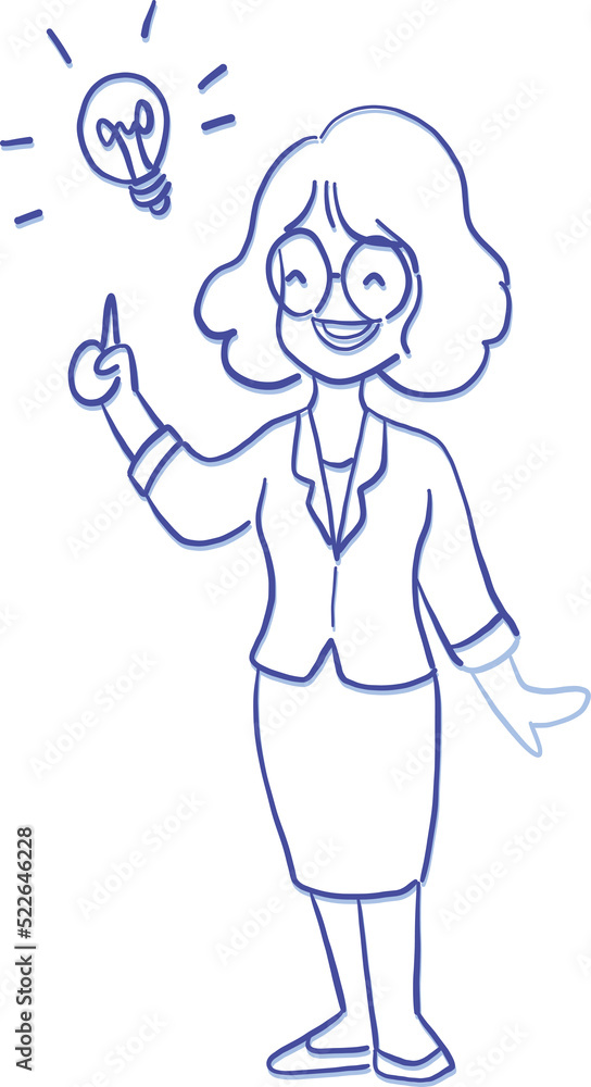 Hand Drawn Line Woman Having Idea Hand Drawn Line Woman Having Idea