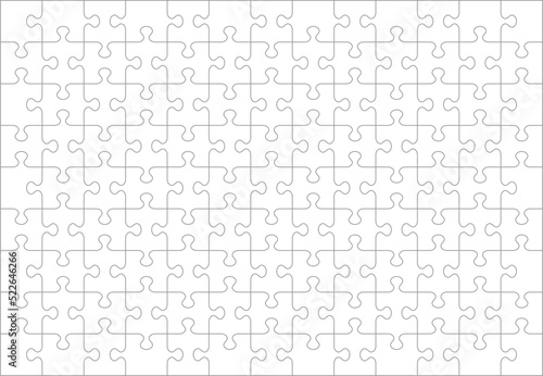 Jigsaw puzzle blank template or cutting guidelines of 117 transparent pieces. Classic style pieces are easy to separate (every piece is a single shape). 
