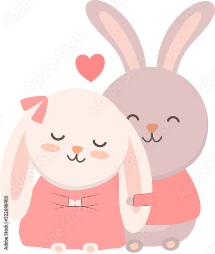 Rabbit couple hugging illustration