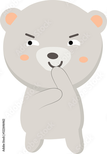 Photography Bear is making a sly face