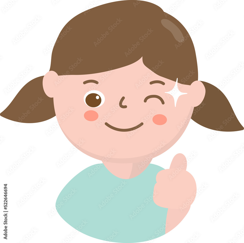 Woman character showing thumbs up