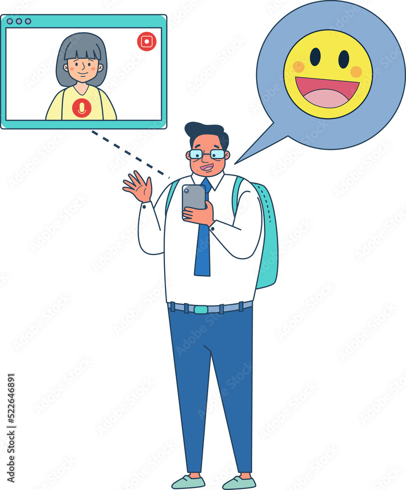 Girl and father video call after office Girl and father video call after office