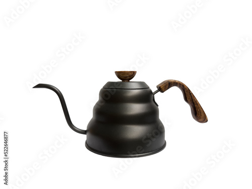 Kettle for coffee drip, long lip tip, black Classic
wooden handle. photo