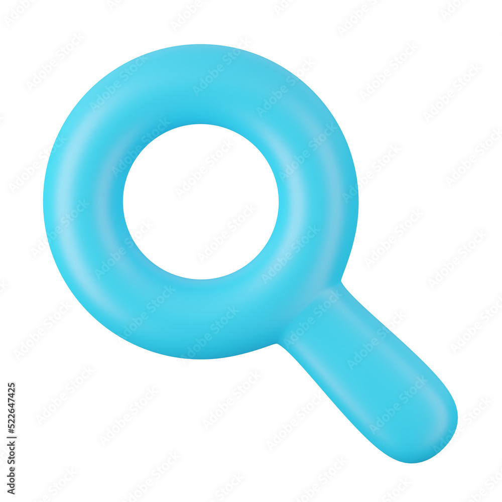 3d render of stock magnifying glass icon isolated on white background. 3d render of stock magnifying glass icon isolated on white background.