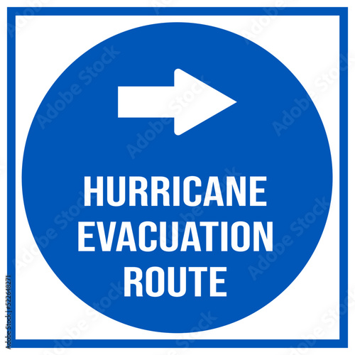 hurricane evacuation route with right arrow - evacuation sign