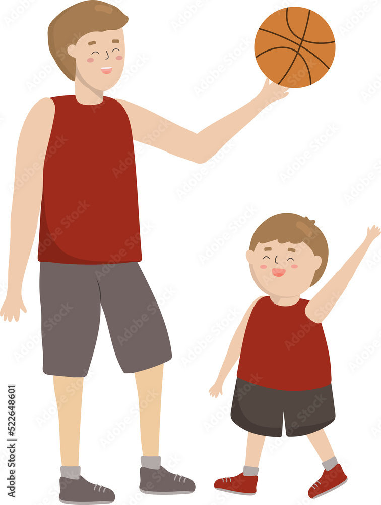 Father and Son Playing Basketball Illustration Father and Son Playing Basketball Illustration