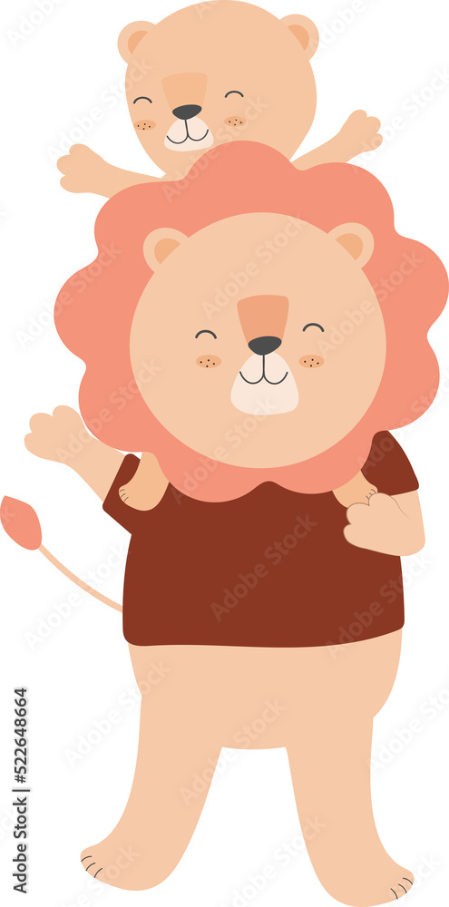 Lion father enjoyed his son Lion father enjoyed his son
