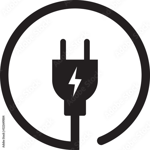 Electric plug icon. Electrical plug with lighting symbol. Green energy logo or icon vector design template with electric plugs	