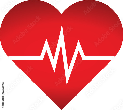 Heart rate icon - health monitor. Red Heart Rate.Blood pressure vector icon, heart cheering cardiogram, good health logo, healthy pulse flat symbol, medical pulsometer element. photo