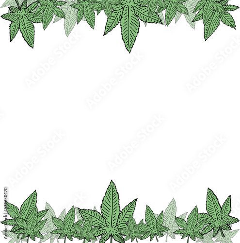 cartoon marijuana leaves stacked in speech balloons
