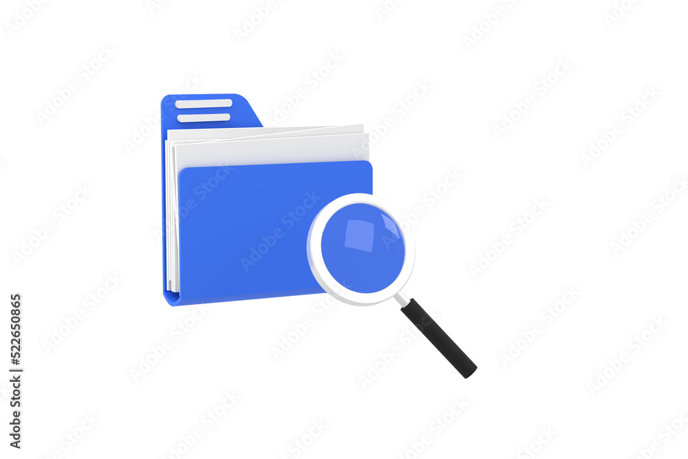 Folder icon and magnifying glass. Open folder icon. Folder with documents Folder icon and magnifying glass. Open folder icon. Folder with documents