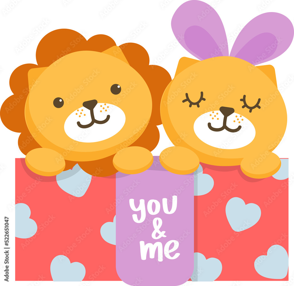 Fototapeta premium Couple lion illustration