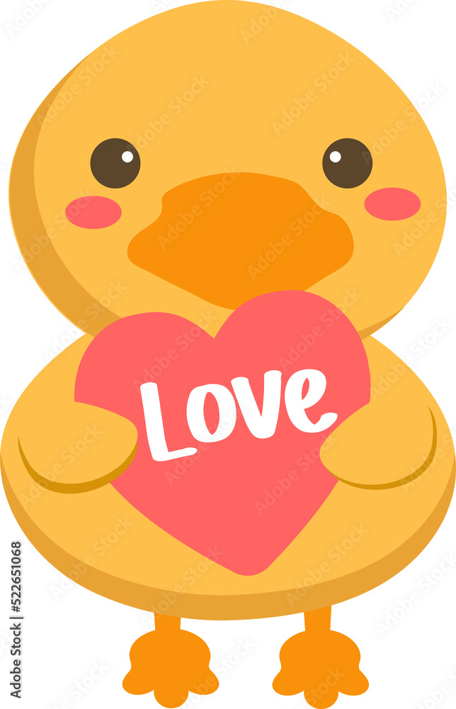 Duck holding heart illustration Duck holding heart illustration