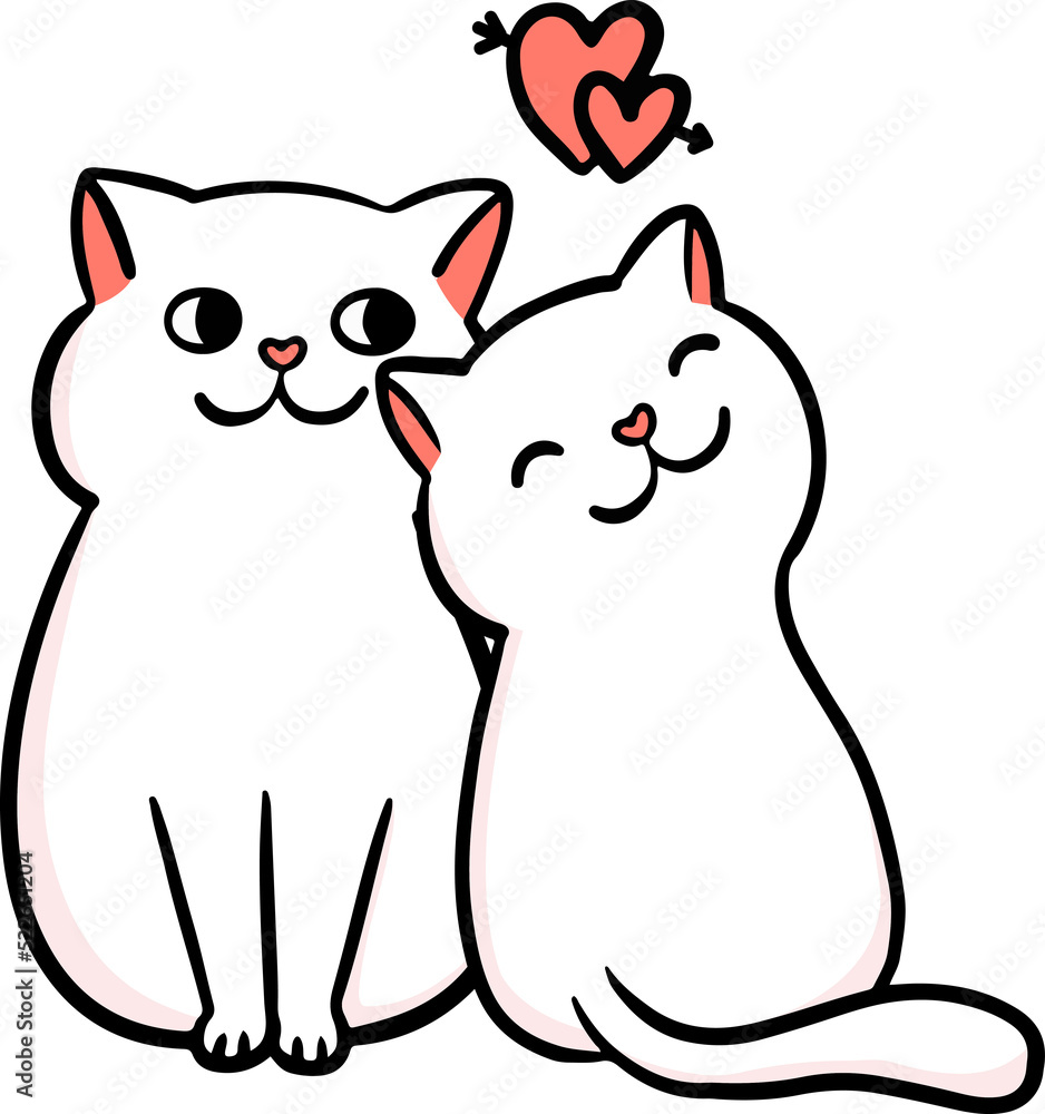 Obraz premium Couple cat illustration