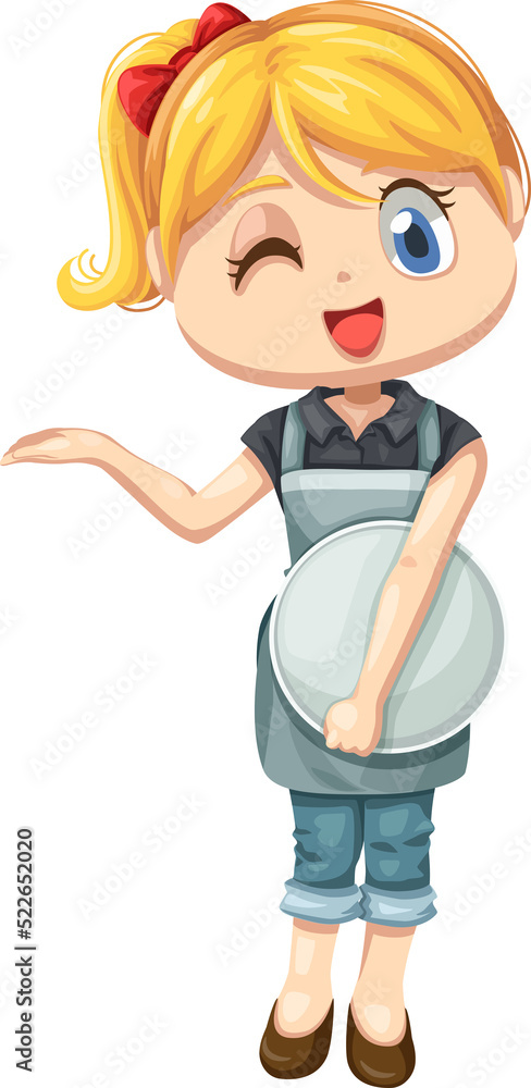 Fototapeta premium waitress cute cartoon