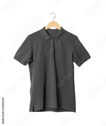 Gray Polo shirt mockup hanging, Png file.