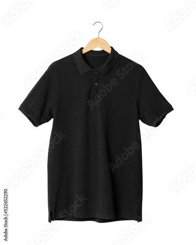 Black Polo shirt mockup hanging, Png file.