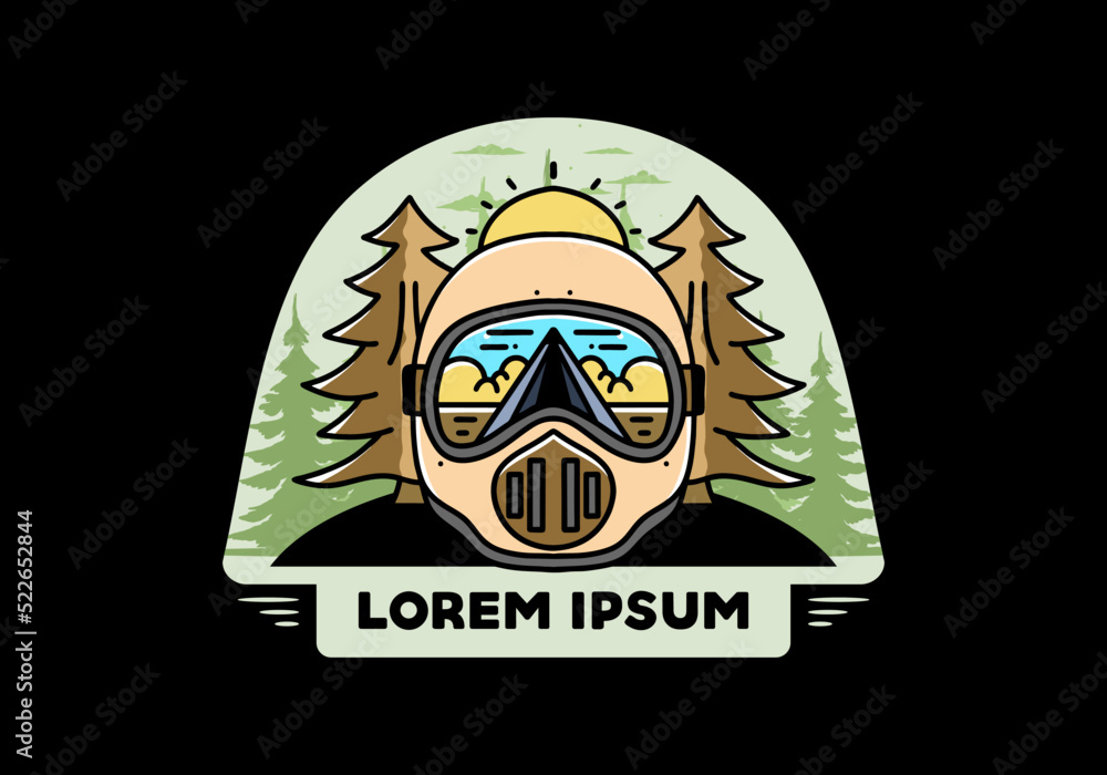 a trail helmet with a pine tree beside a trail helmet with a pine tree beside