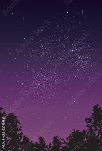 ベクター背景素材_夜空_森