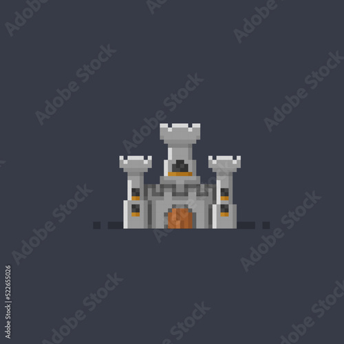 simple castle building in pixel art style