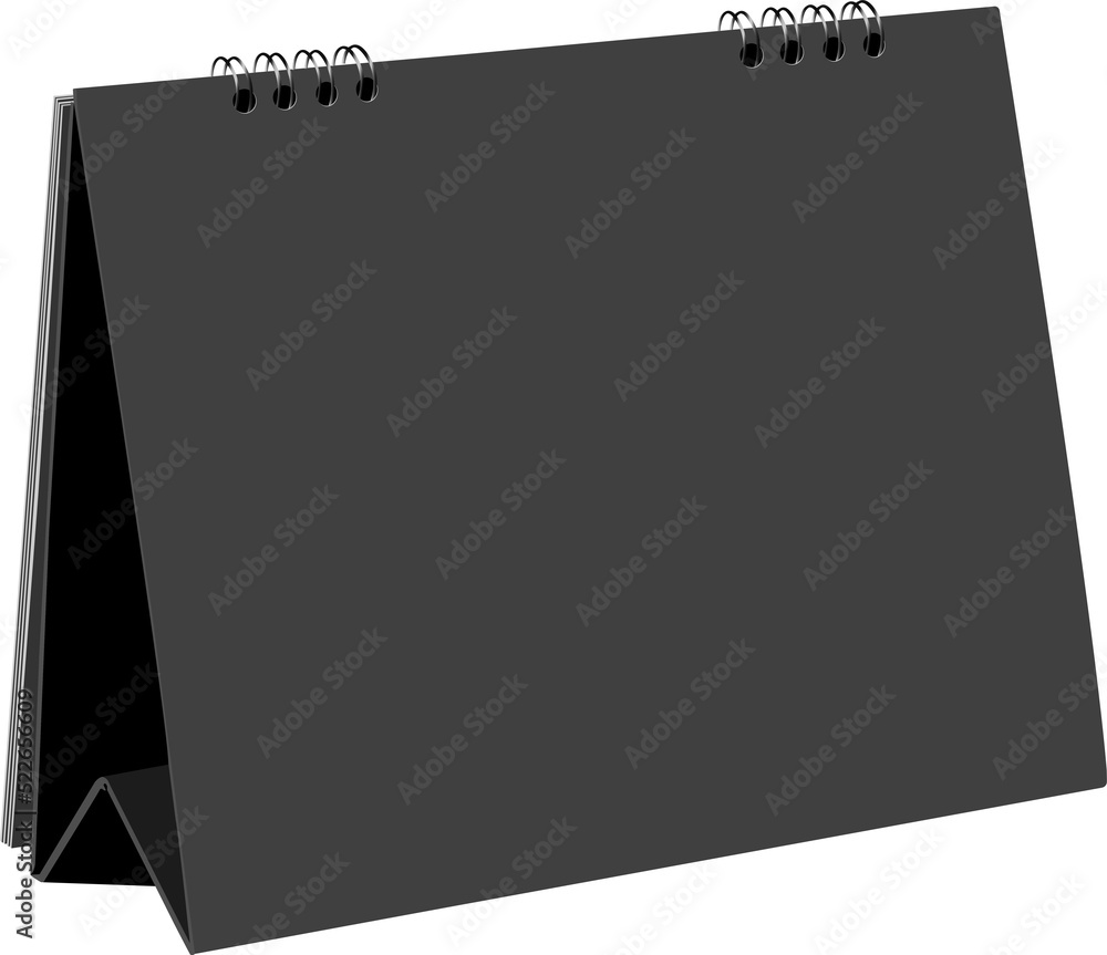 Black desk calendar template isolated, Clipping paths for design work
