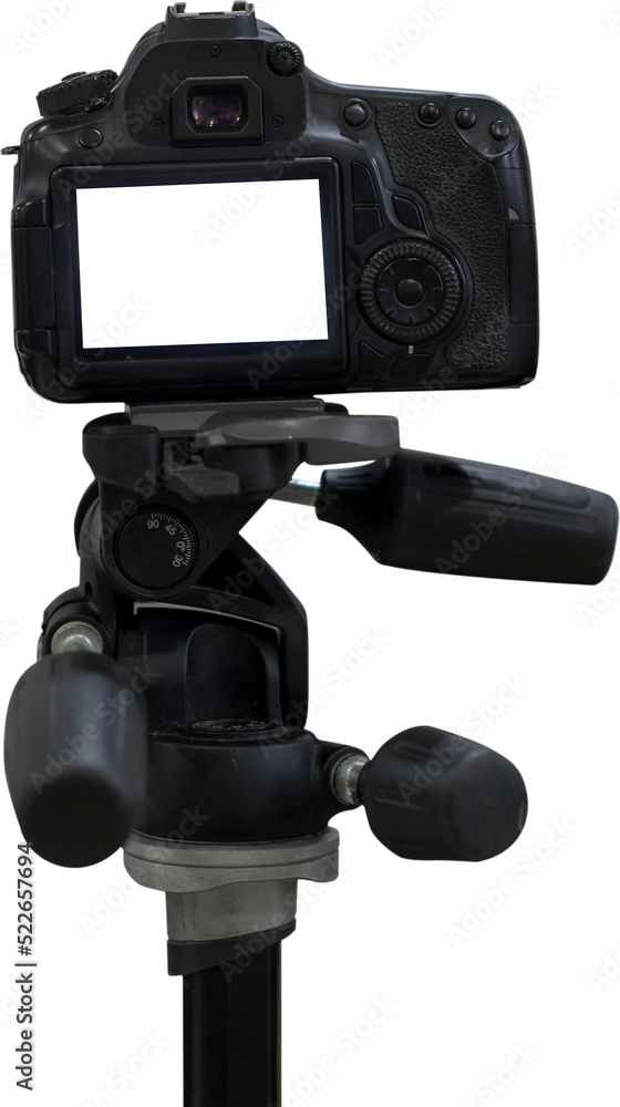 Video or professional digital dslr with blank lcd on tripod for camera recording Video or professional digital dslr with blank lcd on tripod for camera recording