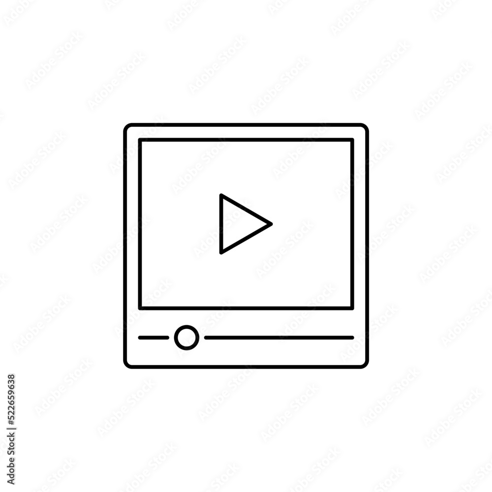 Video, Play, Film, Player, Movie Thin Line Icon Vector Illustration Logo Template. Suitable For Many Purposes. Video, Play, Film, Player, Movie Thin Line Icon Vector Illustration Logo Template. Suitable For Many Purposes.