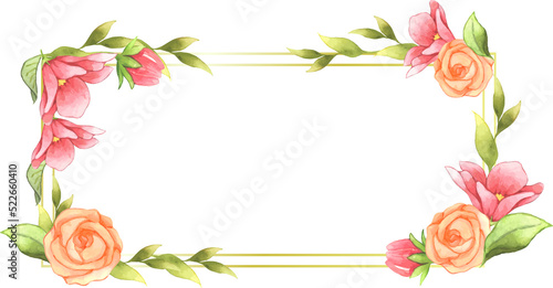 Flower frame watercolor for decorative
