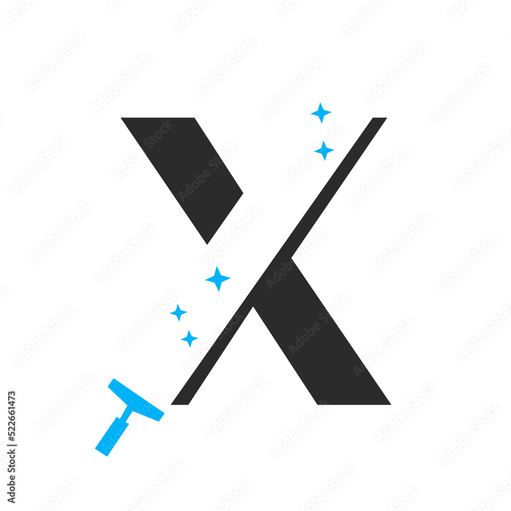 Letter X House Cleaning Logo Concept For Broom Maid Service Symbol Vector Template Letter X House Cleaning Logo Concept For Broom Maid Service Symbol Vector Template