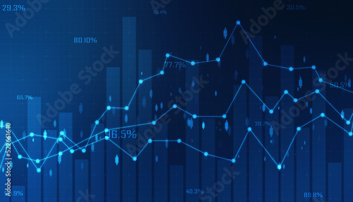Foto Business Growth graph on technology background, Futuristic raise arrow chart digital transformation abstract technology background