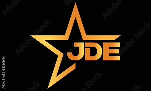 JDE golden luxury star icon three letter logo design vector template. royal logo | luxury logo | jewelry logo | premium logo | iconic logo | Victoria logo |	