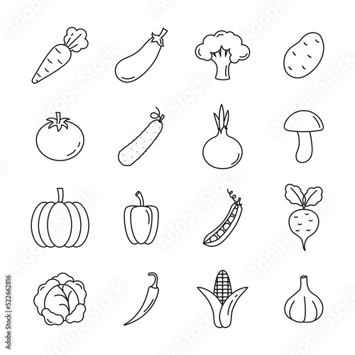 Set of veggies icon. vegetarian, vegetable pack symbol template for graphic and web design collection logo vector illustration