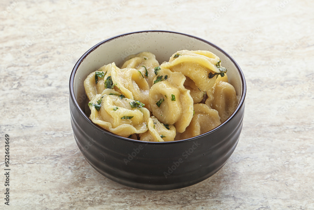 Russian boiled dumplings with meat Russian boiled dumplings with meat