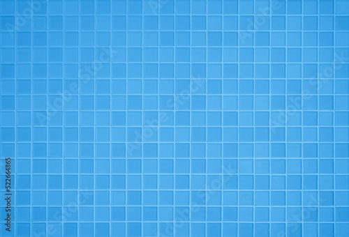 Blue ceramic checkered tiles mosaic background. Design pattern geometric with grid wallpaper texture decoration.