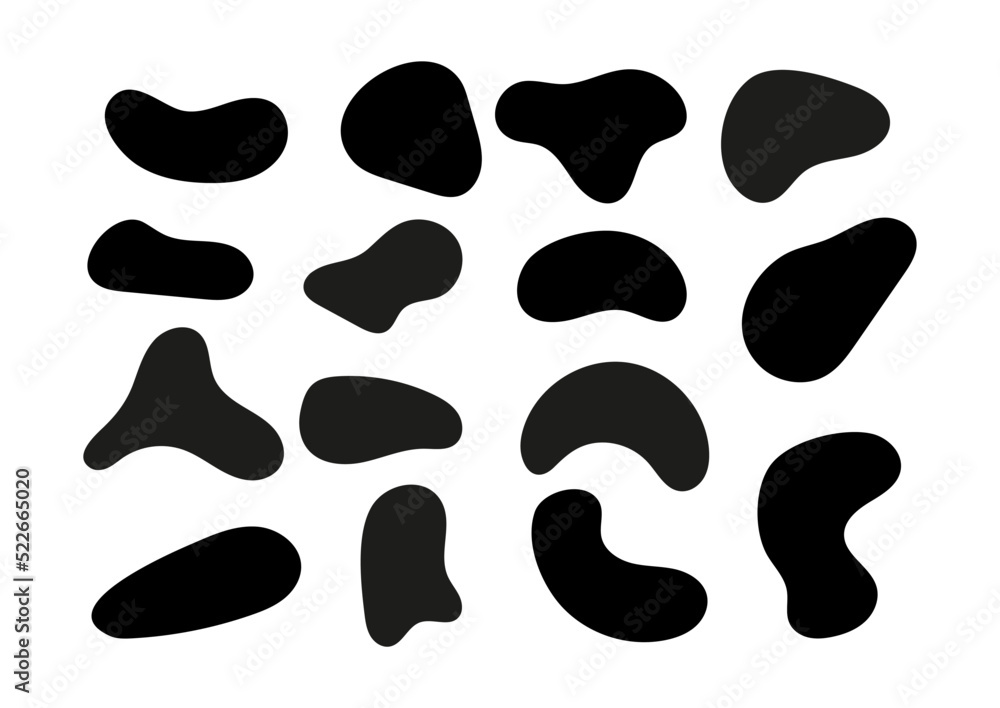 Blot abstract irrecular uneven shape set vector illustration.