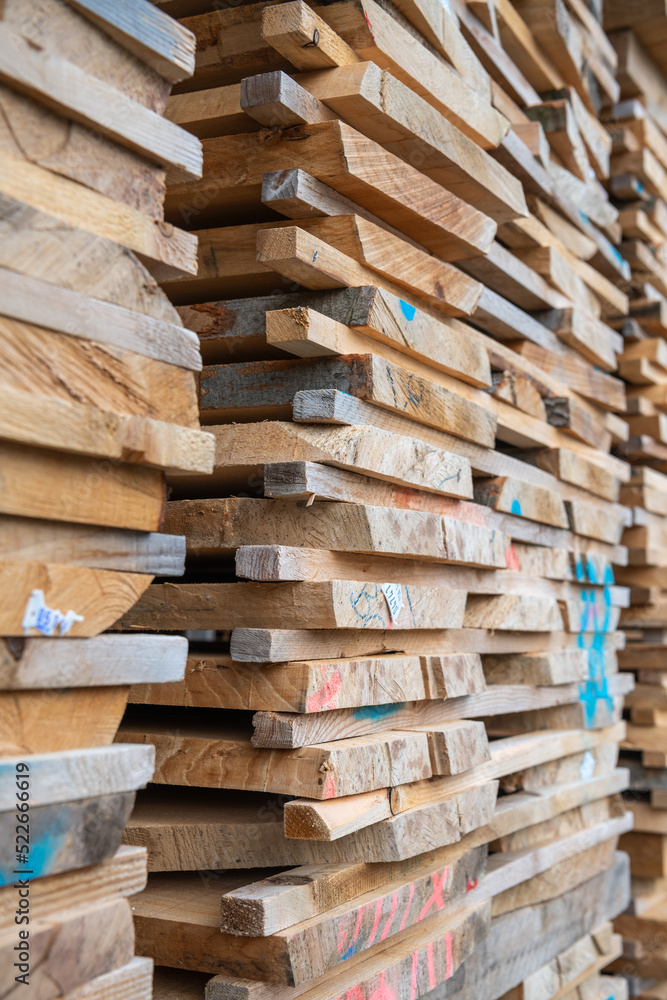 Holzlagerplatz an einem Sägewerk Holzlagerplatz an einem Sägewerk