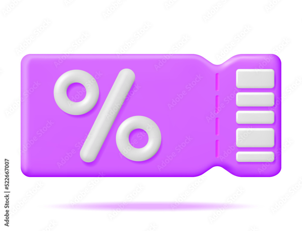 3d Coupon with Percent Symbol Isolated 3d Coupon with Percent Symbol Isolated