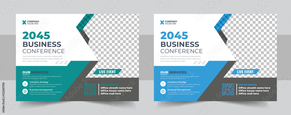 Conference flyer or web banner template design, Annual corporate business workshop, meeting & training promotion poster, Online digital marketing horizontal cover Conference flyer or web banner template design, Annual corporate business workshop, meeting & training promotion poster, Online digital marketing horizontal cover