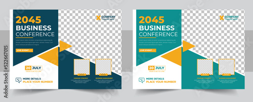 Conference flyer and invitation banner template design, Annual corporate business flyer, meeting & training promotion poster