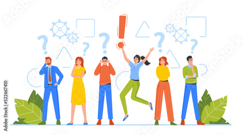 Critical Thinking Concept, Business Characters Men and Women Making Decision, Brainstorm, Psychological Type
