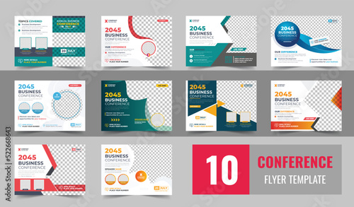 Conference flyer and invitation banner template design, Annual corporate business workshop, meeting & training promotion poster bundle
