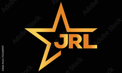 JRL golden luxury star icon three letter logo design vector template. royal logo | luxury logo | jewelry logo | premium logo | iconic logo | Victoria logo |	