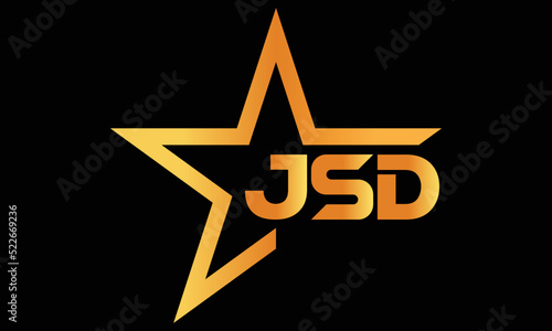 JSD golden luxury star icon three letter logo design vector template. royal logo | luxury logo | jewelry logo | premium logo | iconic logo | Victoria logo |	