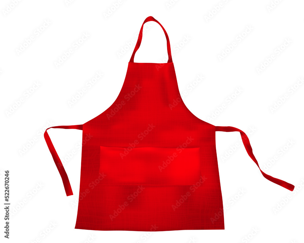 Realistic red blank apron mockup with fabric texture isolated from ...