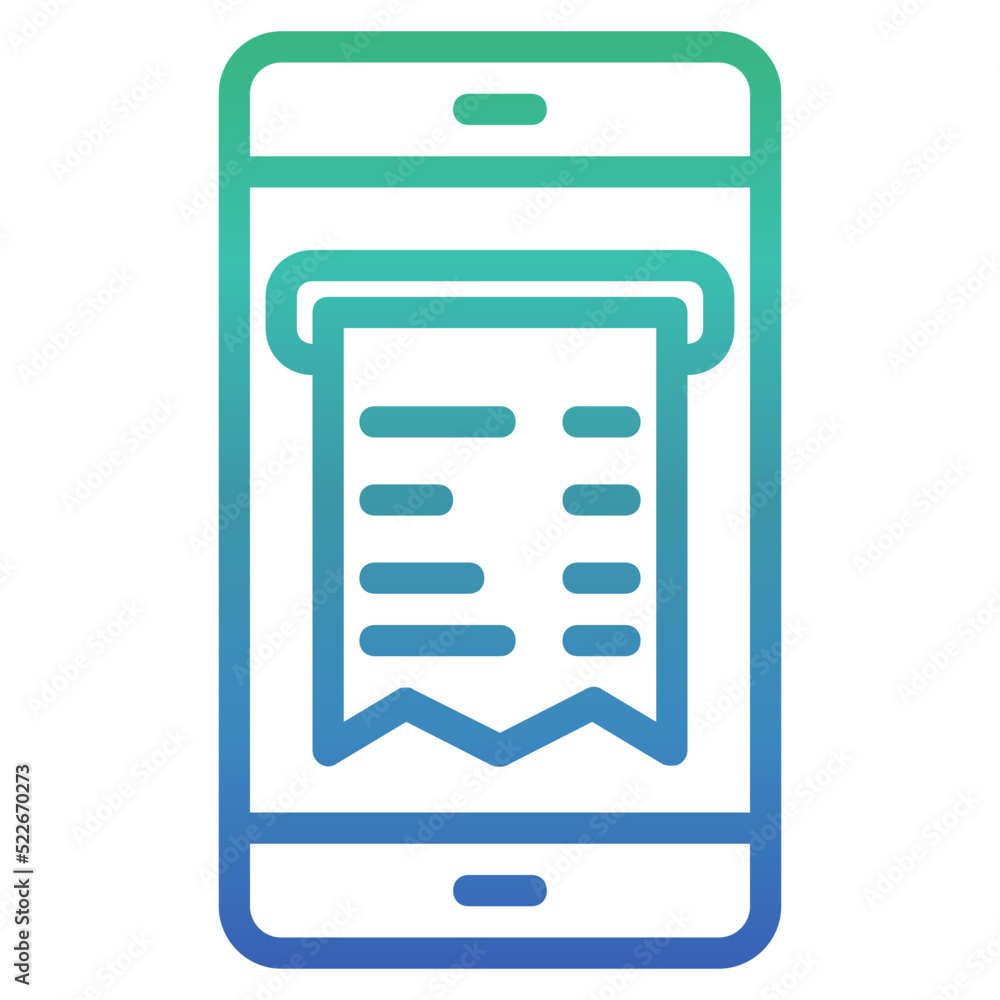 E-receipt , Mobile Payment gradient icon. E-receipt , Mobile Payment gradient icon.