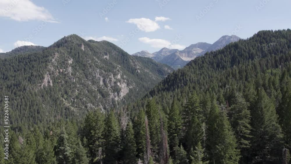 Mountain Ridge in American Fork Canyon, View of Timpanogos Peak in Utah - Aerial Mountain Ridge in American Fork Canyon, View of Timpanogos Peak in Utah - Aerial