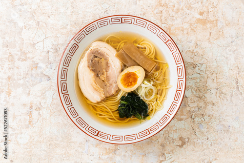 普通の醤油ラーメン　Food of soy sauce ramen Japan photo