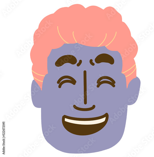 happy laughing face head icon nonbinary people illustartion hand drawing cartoon