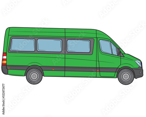 Commercial minibus. Profile view.Isolated on a white background