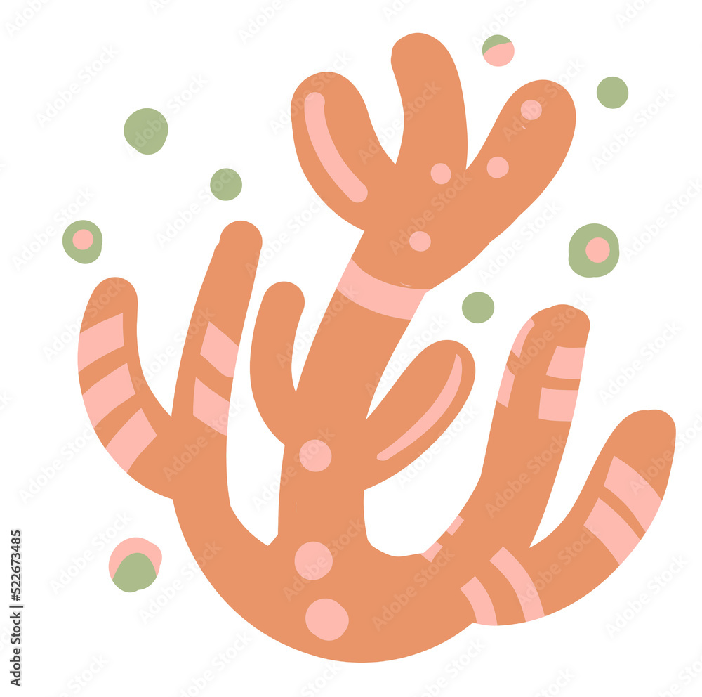 Fototapeta premium Coral Under the sea ocean animal and coral boho organic hand drawn icon